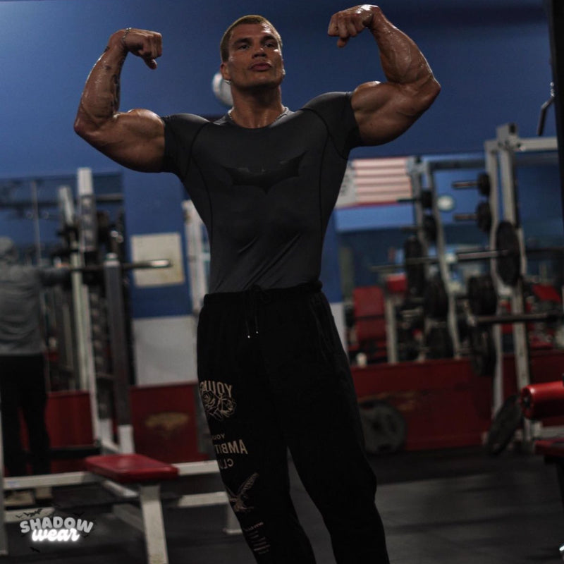  × BATMAN コンプレッションウェア M ShadowWear™ Batman Short Sleeve Compression Shirt | Premium Gym
